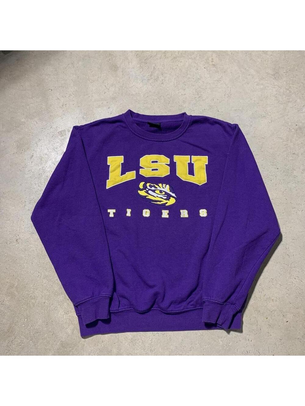 Vintage Y2K LSU Tigers Sweatshirt Mens L Purple Gold Colosseum NCAA